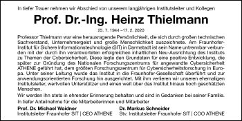 Traueranzeige von Heinz Thielmann von Gesamtausgabe Nürnberger Nachrichten/ Nürnberger Ztg.