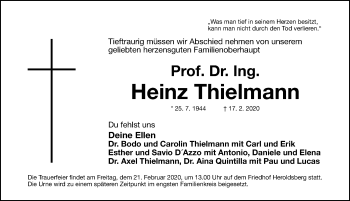 Traueranzeige von Heinz Thielmann von Gesamtausgabe Nürnberger Nachrichten/ Nürnberger Ztg.