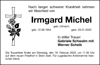 Traueranzeige von Irmgard Michel von Gesamtausgabe Nürnberger Nachrichten/ Nürnberger Ztg.