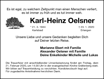 Traueranzeige von Karl-Heinz Oelsner von Gesamtausgabe Nürnberger Nachrichten/ Nürnberger Ztg.