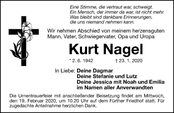 Traueranzeige von Kurt Nagel von Fürther Nachrichten Lokal