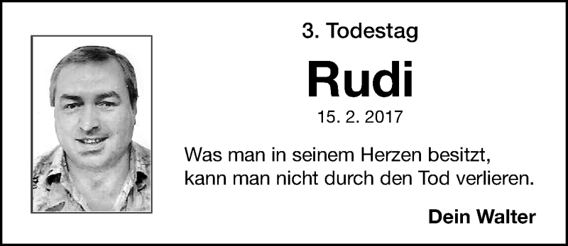  Traueranzeige für Rudi Stöckel vom 15.02.2020 aus Gesamtausgabe Nürnberger Nachrichten/ Nürnberger Ztg.