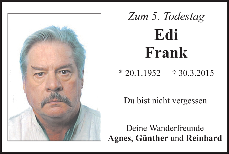  Traueranzeige für Edmund Frank vom 30.03.2020 aus Neumarkter Nachrichten Lokal