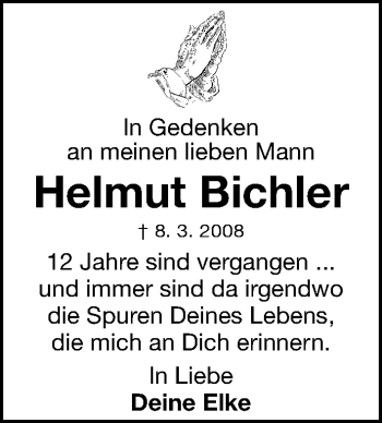 Traueranzeige von Helmut Bichler von Fürther Nachrichten Lokal