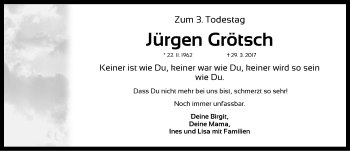 Traueranzeige von Jürgen Grötsch von Fürther Nachrichten Lokal