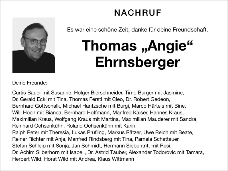  Traueranzeige für Thomas Ehrnsberger vom 18.04.2020 aus Neumarkter Nachrichten Lokal