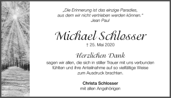 Traueranzeige von Michael Schlosser von Windsheimer Zeitung Lokal