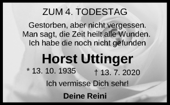 Traueranzeige von Horst Uttinger von Gesamtausgabe Nürnberger Nachrichten/ Nürnberger Ztg.