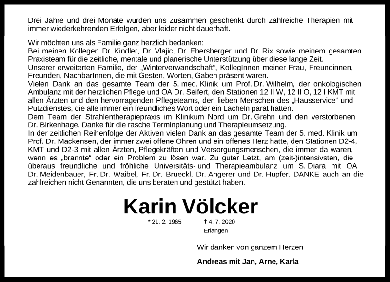  Traueranzeige für Karin Völcker vom 09.07.2020 aus Gesamtausgabe Nürnberger Nachrichten/ Nürnberger Ztg.