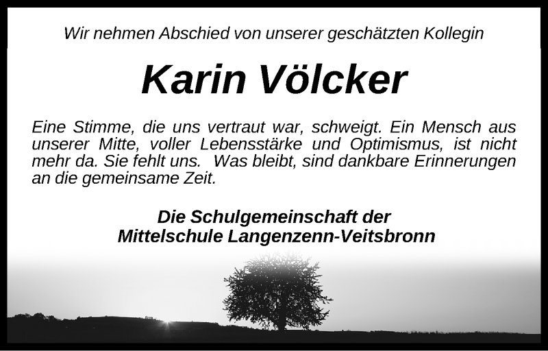  Traueranzeige für Karin Völcker vom 10.07.2020 aus Gesamtausgabe Nürnberger Nachrichten/ Nürnberger Ztg.