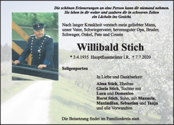Traueranzeige von Willibald Stich von Neumarkter Nachrichten Lokal