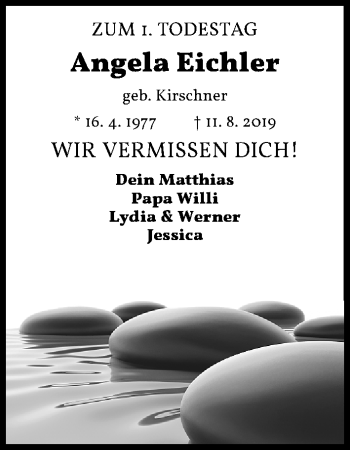 Traueranzeige von Angela Eichler von Gesamtausgabe Nürnberger Nachrichten/ Nürnberger Ztg.