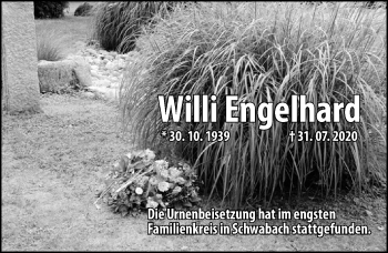 Traueranzeige von Willi Engelhard von Schwabach