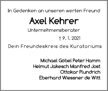 Traueranzeigen Von Axel Kehrer | Trauer.nn.de