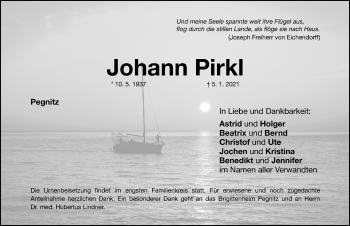 Traueranzeige von Johann Pirkl von Nordbayerische Nachrichten Pegnitz Lokal