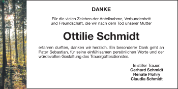 Traueranzeige von Ottilie Schmidt von Roth-Hilpoltsteiner Volkszeitung Lokal