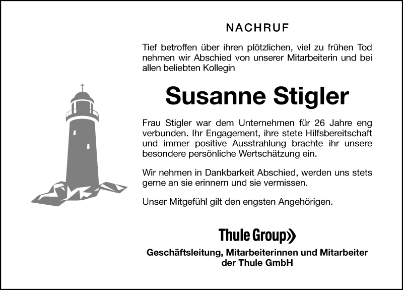  Traueranzeige für Susanne Stigler vom 09.01.2021 aus Neumarkter Nachrichten Lokal
