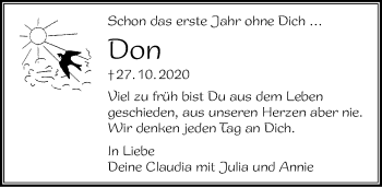 Traueranzeige von Don Fertinger von Windsheimer Zeitung Lokal