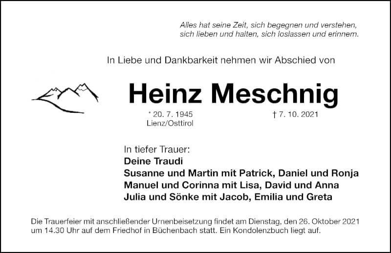  Traueranzeige für Heinz Meschnig vom 16.10.2021 aus Roth-Hilpoltsteiner Volkszeitung Lokal