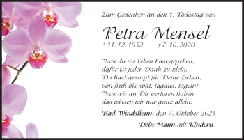 Traueranzeige von Petra Mensel von Windsheimer Zeitung Lokal