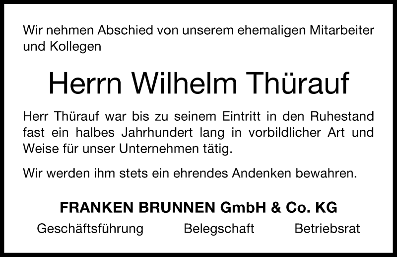  Traueranzeige für Willi Thürauf vom 26.10.2021 aus Windsheimer Zeitung Lokal