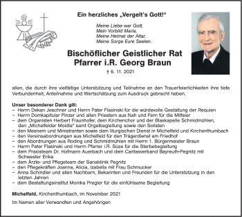 Traueranzeige von Georg Braun von Nordbayerische Nachrichten Pegnitz Lokal