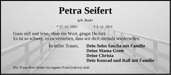 Traueranzeige von Petra Seifert von Fürther Nachrichten Lokal