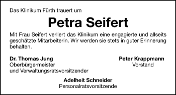 Traueranzeige von Petra Seifert von Fürther Nachrichten Lokal