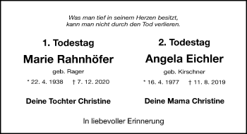 Traueranzeige von Angela Eichler von Schwabacher Tagblatt Lokal