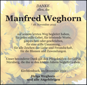 Traueranzeige von Manfred Weghorn von Fürther Nachrichten Lokal