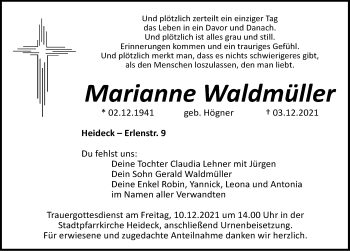 Traueranzeige von Marianne Waldmüller von Roth-Hilpoltsteiner Volkszeitung Lokal