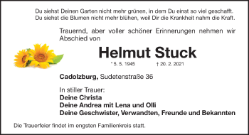 Traueranzeige von Helmut Stuck von Fürther Nachrichten Lokal