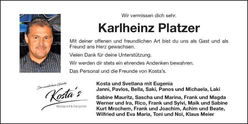  Traueranzeige für Karlheinz Platzer vom 27.02.2021 aus Roth-Hilpoltsteiner Volkszeitung Lokal