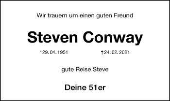 Traueranzeige von Steven Conway von Erlanger Nachrichten Lokal