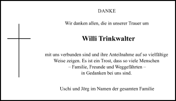 Traueranzeige von Willi Trinkwalter von Erlanger Nachrichten Lokal