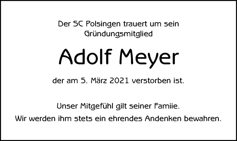  Traueranzeige für Adolf Meyer vom 13.03.2021 aus Altmühl-Bote Lokal