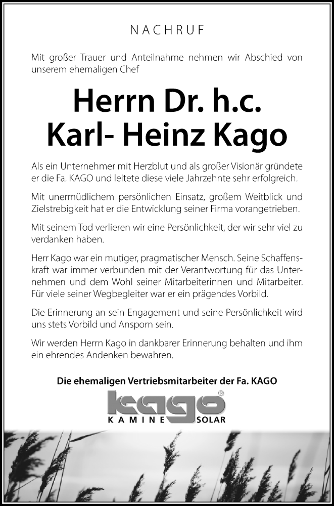  Traueranzeige für Karl-Heinz Kago vom 17.03.2021 aus Neumarkter Nachrichten Lokal