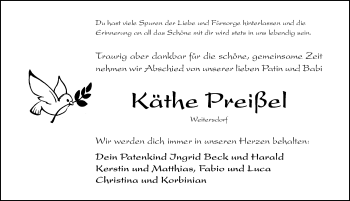 Traueranzeige von Käthe Preißel von Fürther Nachrichten Lokal