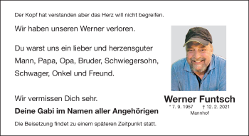 Traueranzeige von Werner Funtsch von Fürther Nachrichten Lokal