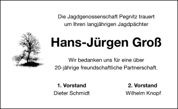 Traueranzeige von Hans-Jürgen Groß von Nordbayerische Nachrichten Pegnitz Lokal