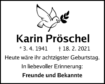 Traueranzeige von Karin Pröschel von Schwabacher Tagblatt Lokal