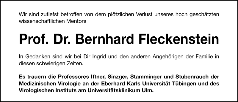  Traueranzeige für Bernhard Fleckenstein vom 07.05.2021 aus Erlanger Nachrichten Lokal
