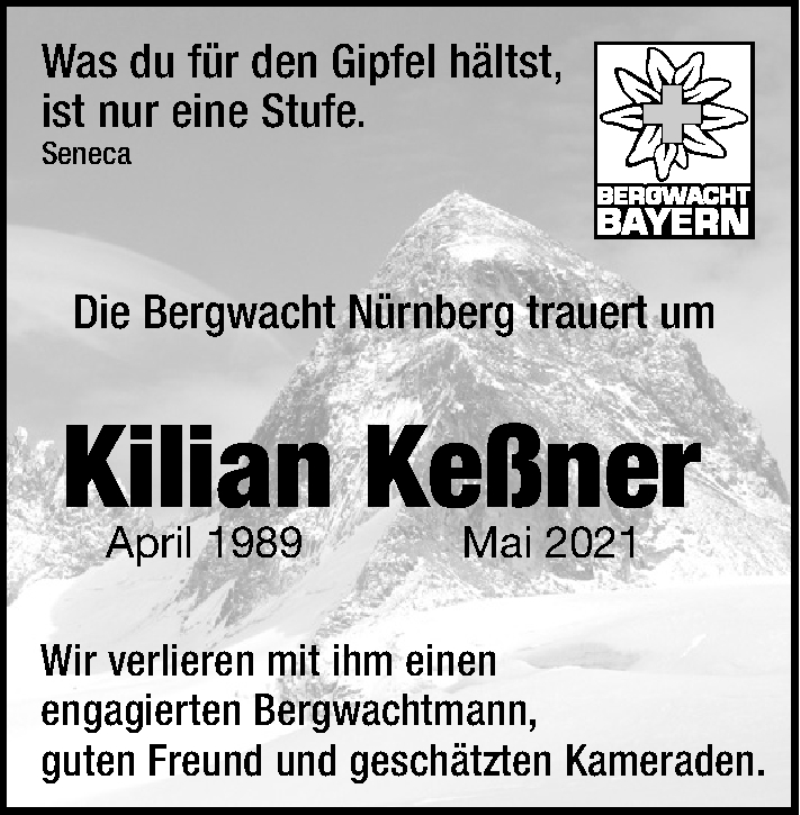  Traueranzeige für Kilian Keßner vom 18.05.2021 aus Gesamtausgabe Nürnberger Nachrichten/ Nürnberger Ztg.