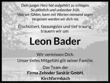 Traueranzeige von Leon Bader von Fürther Nachrichten Lokal