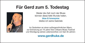 Traueranzeige von Gerd Huke von Gesamtausgabe Nürnberger Nachrichten/ Nürnberger Ztg.