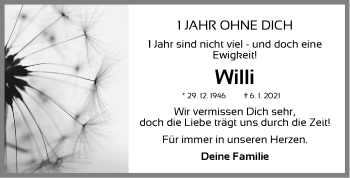 Traueranzeige von Willi  von Erlanger Nachrichten Lokal