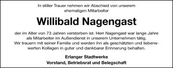Traueranzeige von Willibald Nagengast von Erlanger Nachrichten Lokal