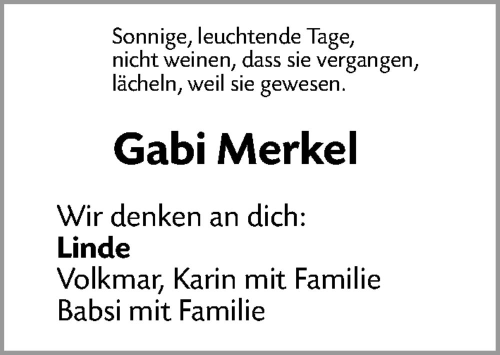  Traueranzeige für Gabi Merkel vom 12.12.2022 aus Erlanger Nachrichten Lokal