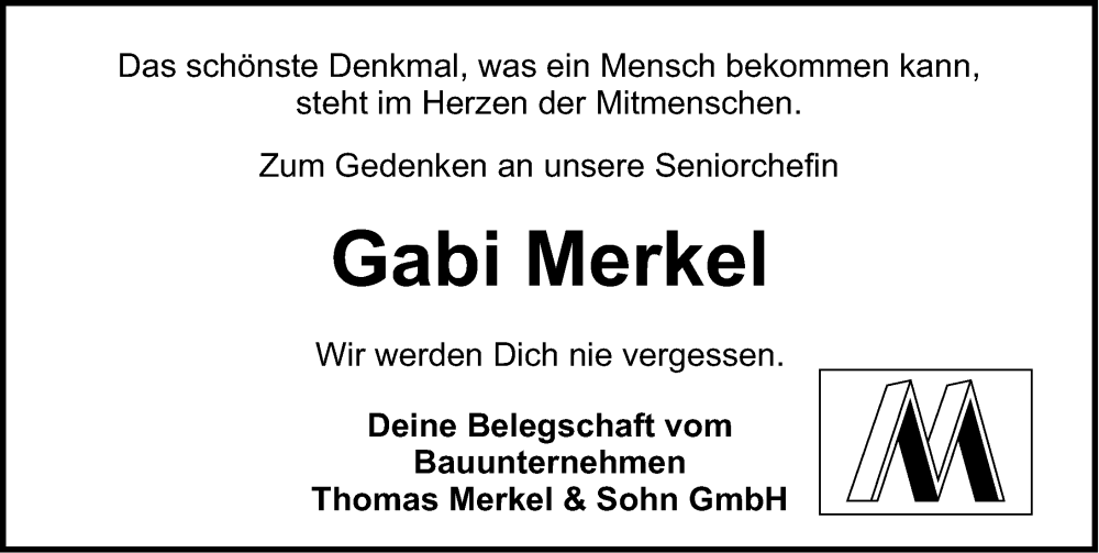  Traueranzeige für Gabi Merkel vom 10.12.2022 aus Erlanger Nachrichten Lokal