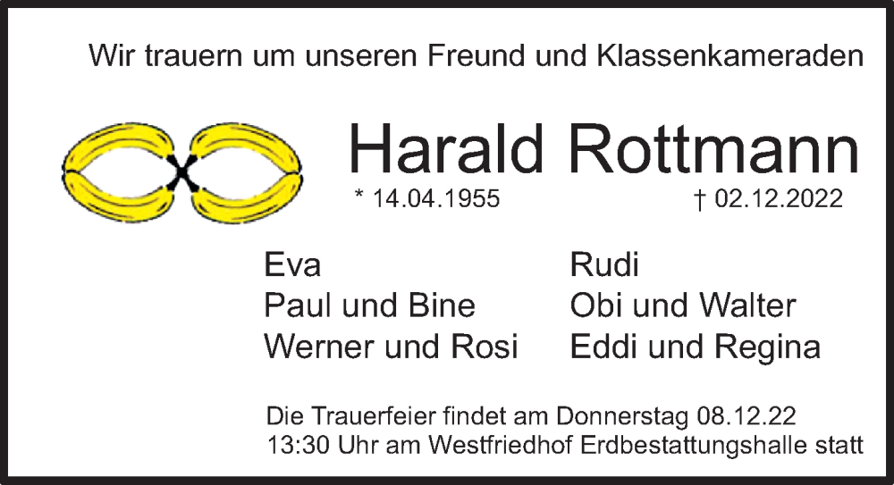  Traueranzeige für Harald Rottmann vom 07.12.2022 aus Gesamtausgabe Nürnberger Nachrichten/ Nürnberger Ztg.